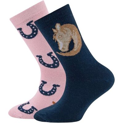 Ewers 2er-Pack Socken Pferd Hufeisen blau rosa mehrfarbig Ewers 2er-Pack Socken Pferd Hufeisen blau rosa mehrfarbig