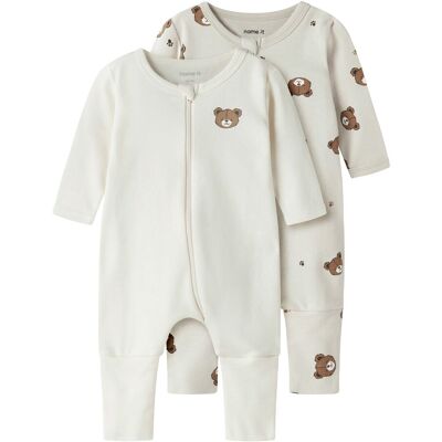 name it 2er-Pack Schlafoveralls mit Klappfuß Bär natur mehrfarbig name it 2er-Pack Schlafoveralls mit Klappfuß Bär natur mehrfarbig
