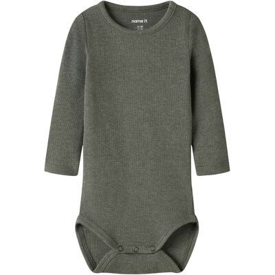 name it Body langarm Rippqualität oliv name it Body langarm Rippqualität oliv