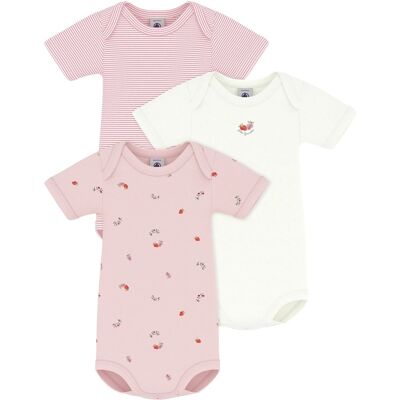 Petit Bateau 3er-Pack Bodys kurzarm Ringel Erdbeeren rosa natur Petit Bateau 3er-Pack Bodys kurzarm Ringel Erdbeeren rosa natur