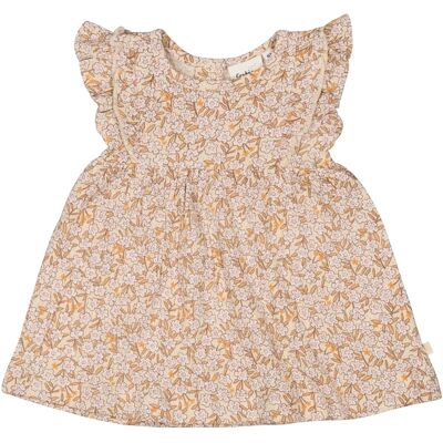 Feetje Krepp-Kleid Flügelarm Blumen braun mehrfarbig Feetje Krepp-Kleid Flügelarm Blumen braun mehrfarbig