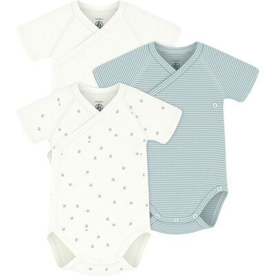 Petit Bateau 3er-Pack Wickelbody kurzarm Ringel Pfoten natur gruen Petit Bateau 3er-Pack Wickelbody kurzarm Ringel Pfoten natur gruen
