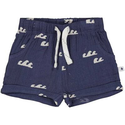 Feetje Musselin-Shorts Wellen blau natur Feetje Musselin-Shorts Wellen blau natur