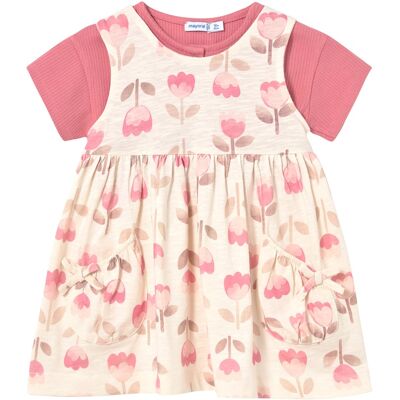 Mayoral 2-tlg. Set Kleid ohne Arm und Jacke kurzarm Blumen rosa natur Mayoral 2-tlg. Set Kleid ohne Arm und Jacke kurzarm Blumen rosa natur