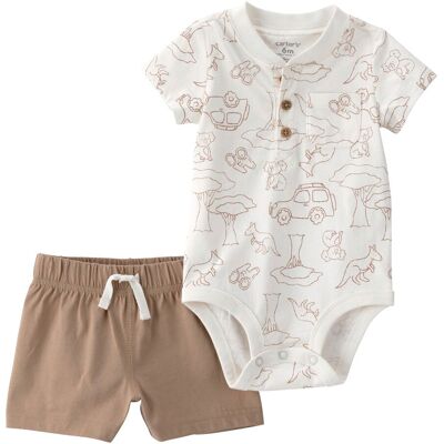 Carter's 2-tlg. Set Body kurzarn und Shorts Safari natur beige Carter's 2-tlg. Set Body kurzarn und Shorts Safari natur beige