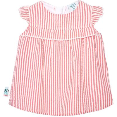 BOBOLI Seersucker-Kleid Flügelarm Ringel rosa BOBOLI Seersucker-Kleid Flügelarm Ringel rosa