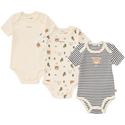 Bornino 3er-Pack Bodys kurzarm Tiny Forest blau natur Bornino 3er-Pack Bodys kurzarm Tiny Forest blau natur