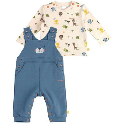 Bornino 2-tlg. Set Latzhose und Shirt langarm blau natur Bornino 2-tlg. Set Latzhose und Shirt langarm blau natur