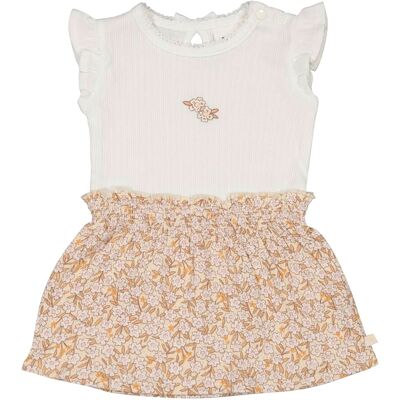 Feetje Krepp-Kleid Flügelarm Blumen Rippqualität natur mehrfarbig Feetje Krepp-Kleid Flügelarm Blumen Rippqualität natur mehrfarbig