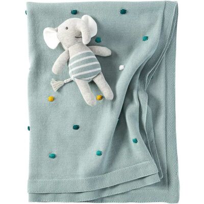 BORNINO HOME Babydecken-Set mit Greifling Elefant 80x100 cm gruen BORNINO HOME Babydecken-Set mit Greifling Elefant 80x100 cm gruen