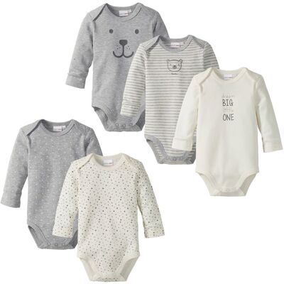 Bornino 5er-Pack Bodys langarm grau Bornino 5er-Pack Bodys langarm grau