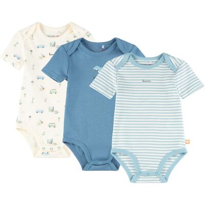 Bornino 3er-Pack Bodys kurzarm Strand Ringel natur blau Bornino 3er-Pack Bodys kurzarm Strand Ringel natur blau