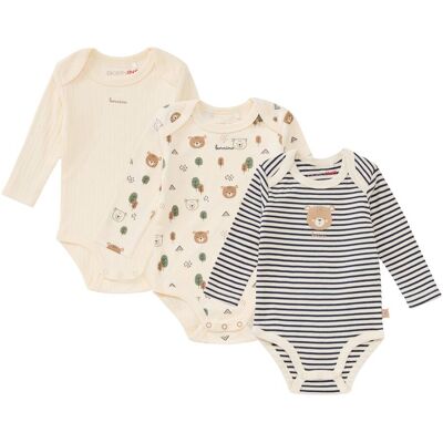 Bornino 3er-Pack Bodys langarm Tiny Forest blau natur Bornino 3er-Pack Bodys langarm Tiny Forest blau natur