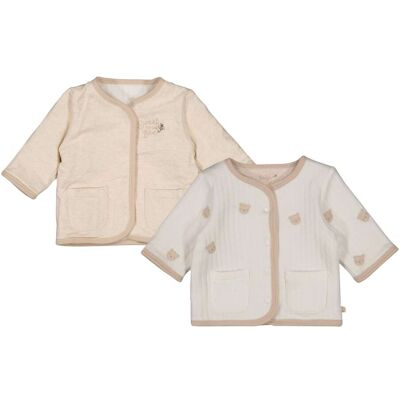 Feetje Wendejacke Bären-Stickerei Rippqualität natur beige Feetje Wendejacke Bären-Stickerei Rippqualität natur beige