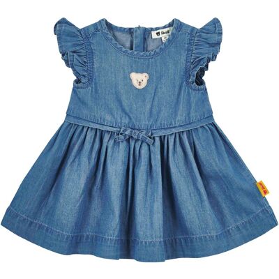Steiff Jeans-Kleid kurzarm Bär Rüschen denim Steiff Jeans-Kleid kurzarm Bär Rüschen denim