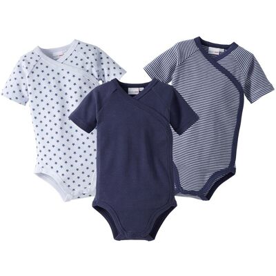 Bornino 3er-Pack Wickelbodys kurzarm blau Bornino 3er-Pack Wickelbodys kurzarm blau