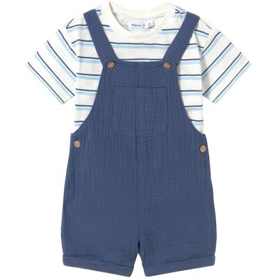 Mayoral 2-tlg. Set T-Shirt und Musselin-Latzhose Ringel blau natur Mayoral 2-tlg. Set T-Shirt und Musselin-Latzhose Ringel blau natur