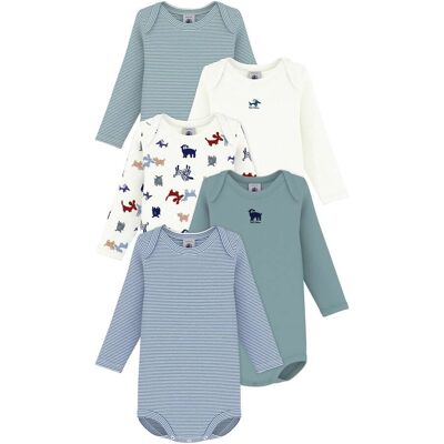 Petit Bateau 5er-Pack Bodys langarm Ringel Hunde natur mehrfarbig Petit Bateau 5er-Pack Bodys langarm Ringel Hunde natur mehrfarbig