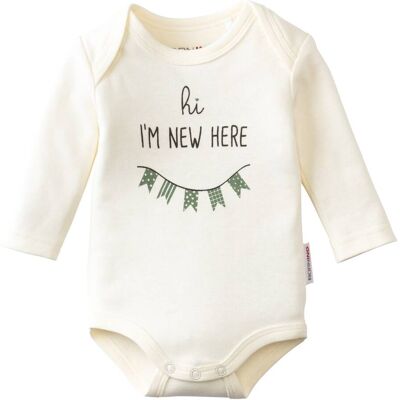 Bornino Body langarm I´m new here natur gruen Bornino Body langarm I´m new here natur gruen