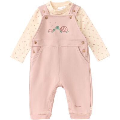 Bornino 2-tlg. Set Latzhose mit Shirt Schildkröte rosa natur Bornino 2-tlg. Set Latzhose mit Shirt Schildkröte rosa natur