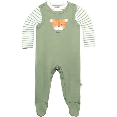 Bornino Strampler-Set 2-tlg. mit Body Ringel Tiger gruen natur Bornino Strampler-Set 2-tlg. mit Body Ringel Tiger gruen natur