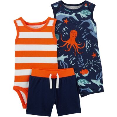 Carter's 3-tlg. Set Body ohne Arm, Shorts und Spieler Meerestiere mehrfarbig Carter's 3-tlg. Set Body ohne Arm, Shorts und Spieler Meerestiere mehrfarbig