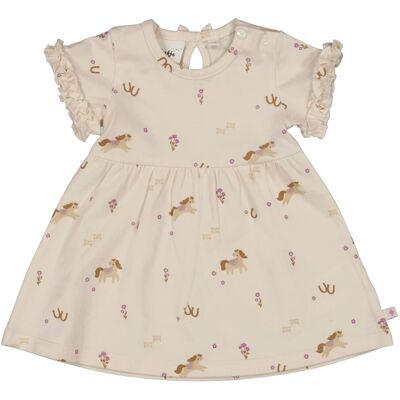 Feetje Kleid kurzarm Pferde Blumen natur braun Feetje Kleid kurzarm Pferde Blumen natur braun