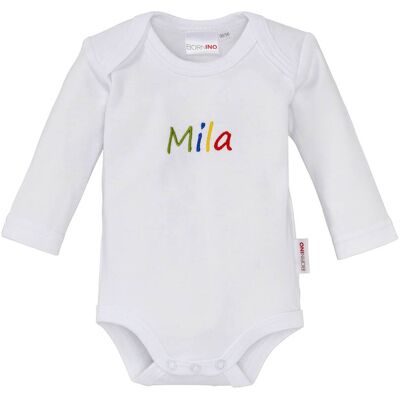 Bornino Body langarm personalisiert mit Namen weiss Bornino Body langarm personalisiert mit Namen weiss