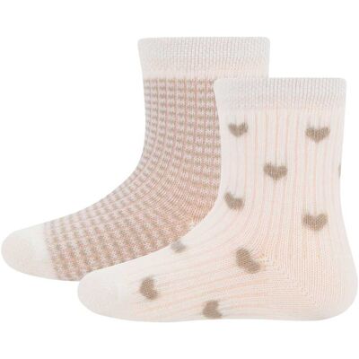 Ewers 2er-Pack Socken Karo Herzen beige Ewers 2er-Pack Socken Karo Herzen beige