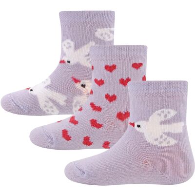 Ewers 3er-Pack Socken Vögel Herzen lila Ewers 3er-Pack Socken Vögel Herzen lila