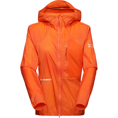 Mammut Ultraleichter, kompakter Windbreaker für die Berge Eiger Nordwand Advanced WB Hooded Jacket Women Orange XS Mammut Ultraleichter, kompakter Windbreaker für die Berge Eiger Nordwand Advanced WB Hooded Jacket Women Orange XS