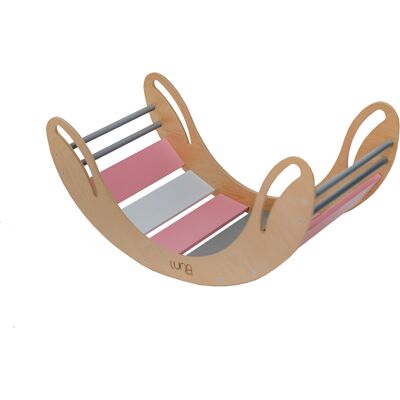 Monkey-Gym Kletterbogen aus Holz Smile - grau-rosa Monkey-Gym Kletterbogen aus Holz Smile - grau-rosa
