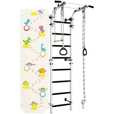 Monkey-Gym Sprossenwand für Kinderzimmer Next 1 + Kletterwand Dino - silber-schwarz Monkey-Gym Sprossenwand für Kinderzimmer Next 1 + Kletterwand Dino - silber-schwarz