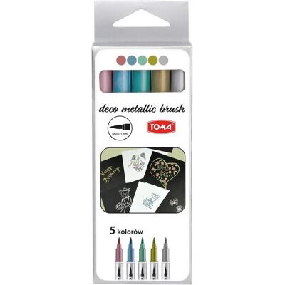 TOM, Marker, Metallischer Pinselstift, 5 Farben (5x) TOM, Marker, Metallischer Pinselstift, 5 Farben (5x)