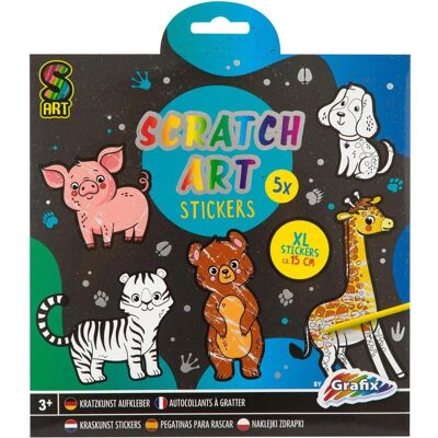 Grafix, Sticker, Scratch Art Sticker - Tiere, 6 Stk. Grafix, Sticker, Scratch Art Sticker - Tiere, 6 Stk.