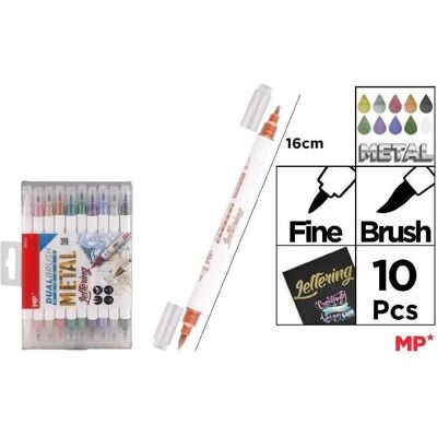 Main paper, Marker, Doppelseitige Metallic-Pinselmarker, 10 Farben (10x) Main paper, Marker, Doppelseitige Metallic-Pinselmarker, 10 Farben (10x)