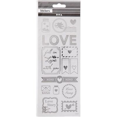 Creativ Company, Sticker, Aufkleber Silver Love, 1 Blatt (14 Sticker) Creativ Company, Sticker, Aufkleber Silver Love, 1 Blatt (14 Sticker)