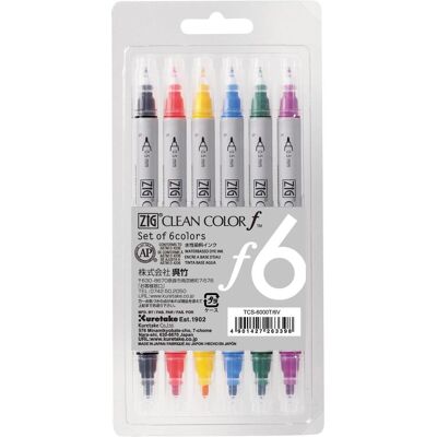 Zig, Marker, Clean Color f - Set mit 6 Farben (6x) Zig, Marker, Clean Color f - Set mit 6 Farben (6x)