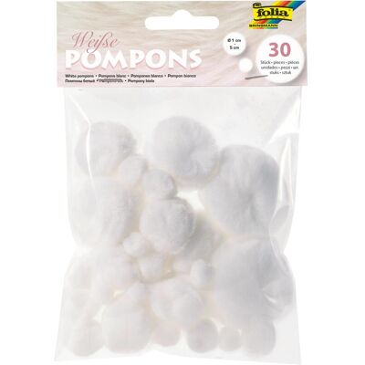 Folia Pompons, 30 Stück, weiß - Packung mit 6 Brilliant Rot Folia Pompons, 30 Stück, weiß - Packung mit 6 Brilliant Rot