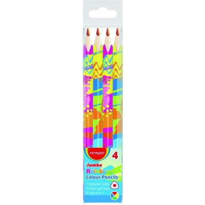 Keyroad, Malstifte, Jumbo-bleistiftstifte, regenbogen, dreieckig, 4 stück, anhänger, farbmischung (4x) Keyroad, Malstifte, Jumbo-bleistiftstifte, regenbogen, dreieckig, 4 stück, anhänger, farbmischung (4x)