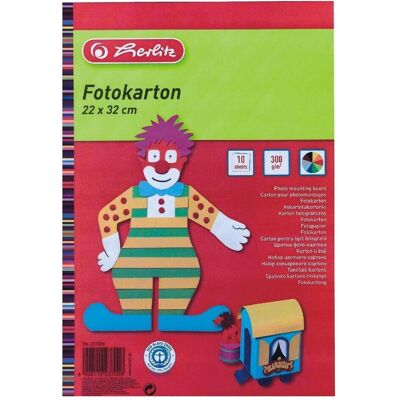 Herlitz, Bastelpapier, Fotokarton 22x32 cm, 10 Blatt in 10 Farben (270 g/m²) Herlitz, Bastelpapier, Fotokarton 22x32 cm, 10 Blatt in 10 Farben (270 g/m²)