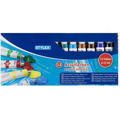 Stylex, Künstlerfarbe + Bastelfarbe, Acrylfarbe, 12St. (12 ml) Stylex, Künstlerfarbe + Bastelfarbe, Acrylfarbe, 12St. (12 ml)
