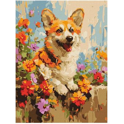 Ideyka Malen nach Zahlen - Corgi in Blumen Ideyka Malen nach Zahlen - Corgi in Blumen
