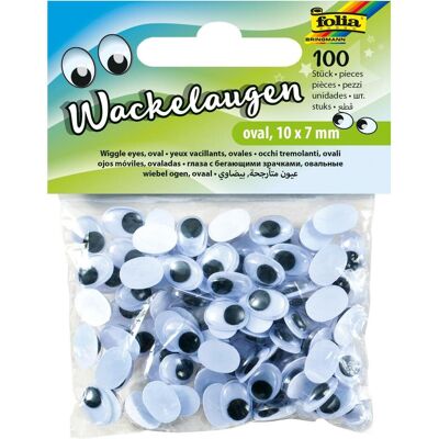 Folia Wackelaugen weiss oval 100 St. Folia Wackelaugen weiss oval 100 St.