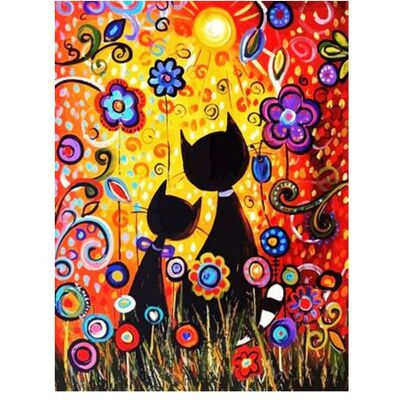 Pracht Diamond Painting Katzen mit Blumen 30x40cm Pracht Diamond Painting Katzen mit Blumen 30x40cm