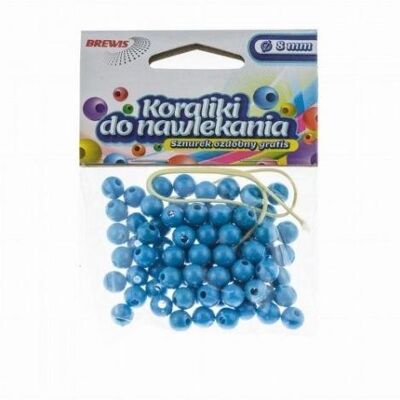 Brewis Blaue Perlen zum Auffädeln + Schnur 6mm 16g Brewis Blaue Perlen zum Auffädeln + Schnur 6mm 16g