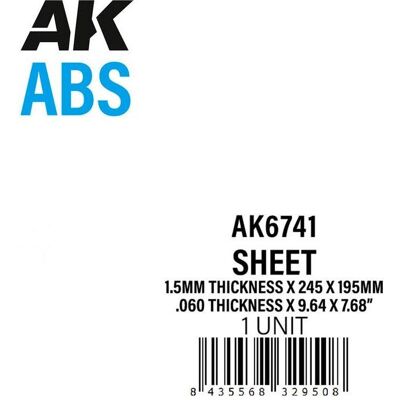 AK Interactive 1.5mm thickness x 245 x 195mm - ABS SHEET AK Interactive 1.5mm thickness x 245 x 195mm - ABS SHEET