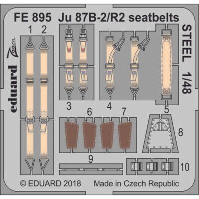 Eduard Ju 87B-2/R2 seatbelts STEEL for Airfix Eduard Ju 87B-2/R2 seatbelts STEEL for Airfix