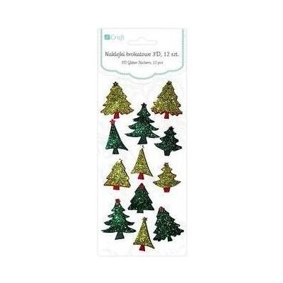 DP Craft, Sticker, 3D Glitzer Weihnachtsbaum Sticker 12 Stk (12 Sticker) DP Craft, Sticker, 3D Glitzer Weihnachtsbaum Sticker 12 Stk (12 Sticker)