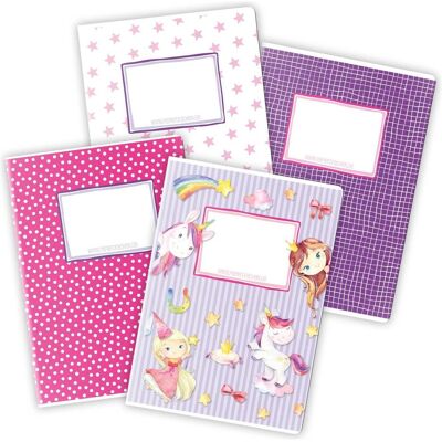 Papierdrachen, Heft + Block, Schulhefte 4er Set DIN A5 - Einhorn (VE 4) (A5, Kariert, Liniert, Kein Einband) Papierdrachen, Heft + Block, Schulhefte 4er Set DIN A5 - Einhorn (VE 4) (A5, Kariert, Liniert, Kein Einband)